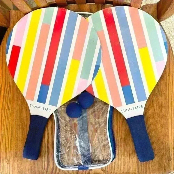 🌈 6/$60, 2 Sunny Life Beach Bats New With Case And 2 Balls, Multicolor - Picture 1 of 5